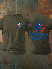 Camiseta de manga corta con estampado de fiesta americana para hombre