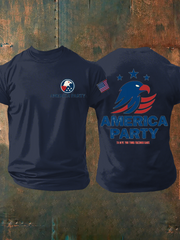 Camiseta de manga corta con estampado de fiesta americana para hombre