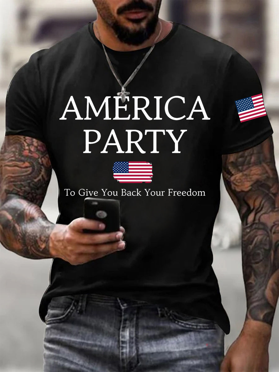Men's America Party To Give Back Your Freedom Short-sleeved T-shirt