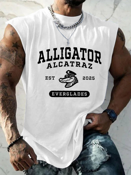 Men's Retro Alligator Alcatraz Funny Florida Everglades Dark Humor Vests