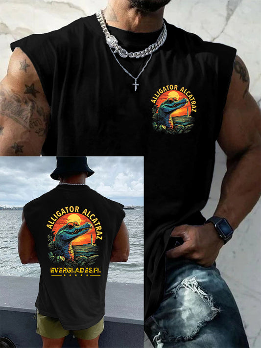 Men's Retro Alligator Alcatraz Funny Florida Everglades Dark Humor Vests