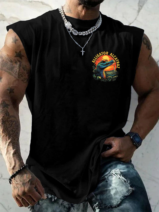 Men's Retro Alligator Alcatraz Funny Florida Everglades Dark Humor Vests