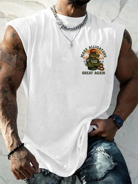 Men's Retro Alligator Alcatraz Funny Florida Everglades Dark Humor Vests