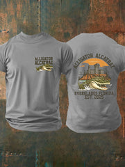 Men's Retro Alligator Alcatraz Funny Florida Everglades Dark Humor Short Sleeve Tee