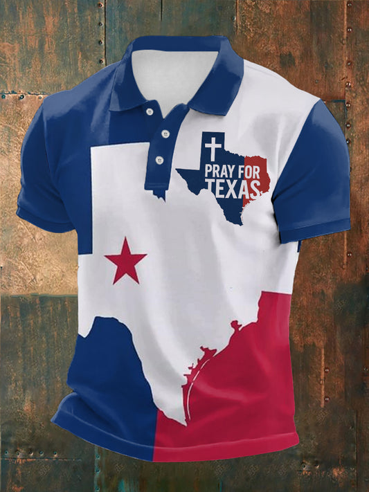 Men's Pray For Texas Print Shirt