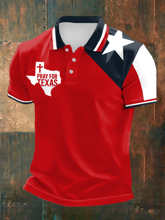 Men's Pray For Texas Print short sleeve shirt