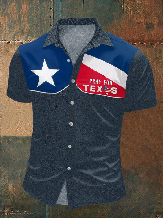 Men's Pray For Texas Print short sleeve shirt