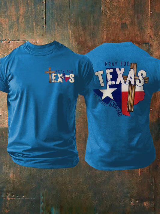 Men's Pray For Texas Print short sleeve T-shirt