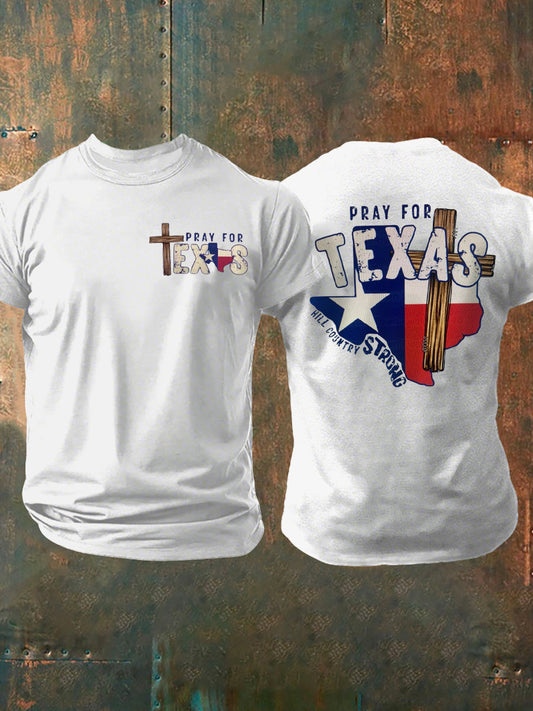 Men's Pray For Texas Print short sleeve T-shirt