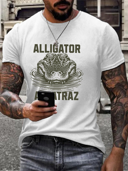 Men's Alligator Alcatraz Funny Florida Everglades Dark Humor Printed T-shirt