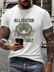 Camiseta estampada con humor negro de los Everglades de Florida y caimán de Alcatraz para hombre