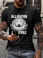 Camiseta estampada con humor negro de los Everglades de Florida y caimán de Alcatraz para hombre