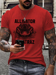 Camiseta estampada con humor negro de los Everglades de Florida y caimán de Alcatraz para hombre