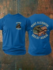 Men's Retro Alligator Alcatraz Funny Florida Everglades Dark Humor  Short Sleeve Tee