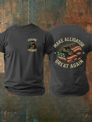 Men's Retro Alligator Alcatraz Funny Florida Everglades Dark Humor  Short Sleeve Tee
