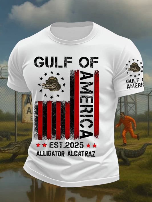 Men's Alligator Alcatraz Funny Florida Everglades Dark Humor Printed T-shirt