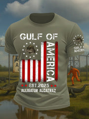 Camiseta estampada con humor negro de los Everglades de Florida y caimán de Alcatraz para hombre