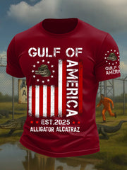 Camiseta estampada con humor negro de los Everglades de Florida y caimán de Alcatraz para hombre