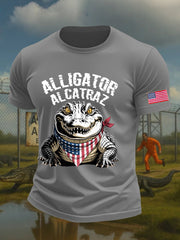 Camiseta estampada con humor negro de los Everglades de Florida y caimán de Alcatraz para hombre