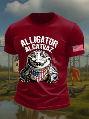 Camiseta estampada con humor negro de los Everglades de Florida y caimán de Alcatraz para hombre