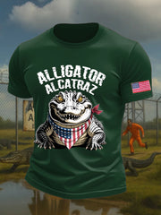 Camiseta estampada con humor negro de los Everglades de Florida y caimán de Alcatraz para hombre