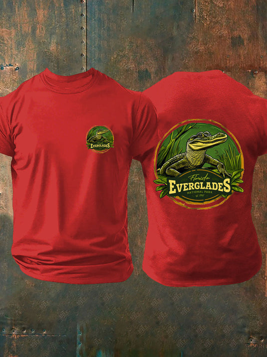 Men's Retro Alligator Alcatraz Funny Florida Everglades Dark Humor T-Shirt