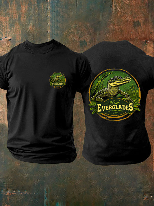 Men's Retro Alligator Alcatraz Funny Florida Everglades Dark Humor T-Shirt
