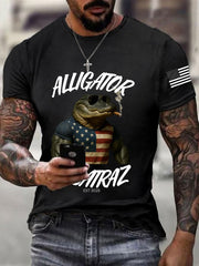 Men's Retro Alligator Alcatraz Funny Florida Everglades Dark Humor  Short Sleeve Tee
