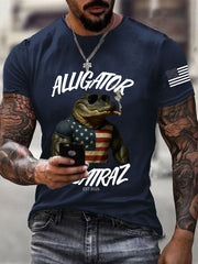 Men's Retro Alligator Alcatraz Funny Florida Everglades Dark Humor  Short Sleeve Tee