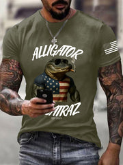 Men's Retro Alligator Alcatraz Funny Florida Everglades Dark Humor  Short Sleeve Tee