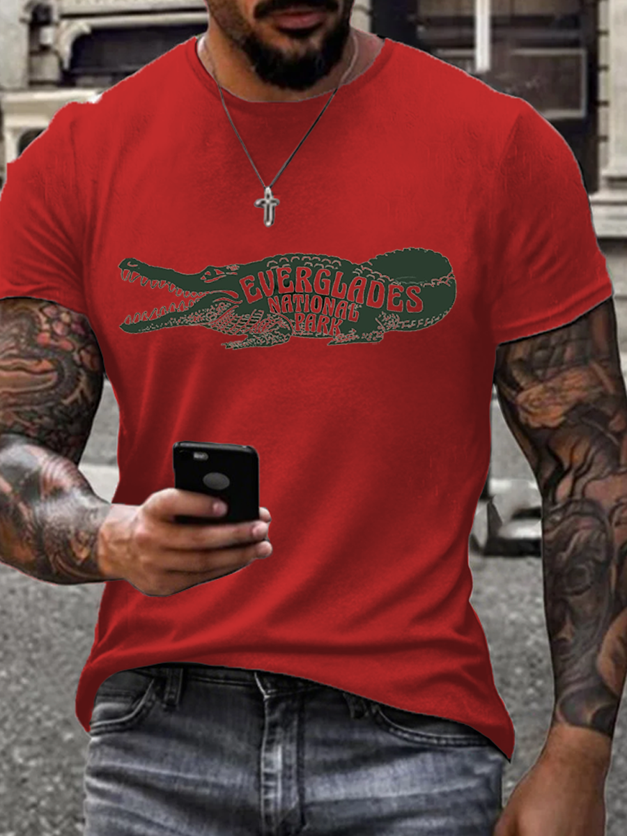Men's Retro Alligator Alcatraz Funny Florida Everglades Dark Humor T-Shirt