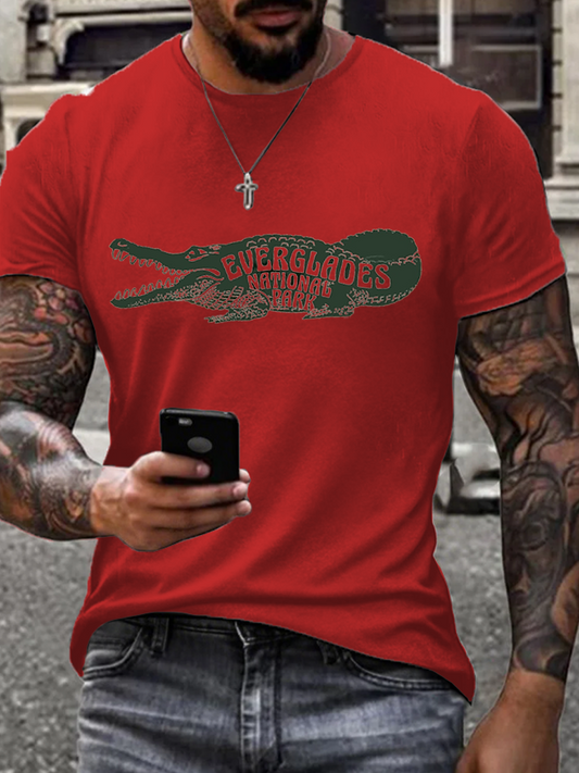 Men's Retro Alligator Alcatraz Funny Florida Everglades Dark Humor T-Shirt