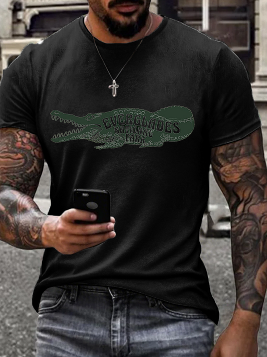 Men's Retro Alligator Alcatraz Funny Florida Everglades Dark Humor T-Shirt
