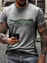 Men's Retro Alligator Alcatraz Funny Florida Everglades Dark Humor T-Shirt