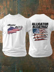 Men's Retro Alligator Alcatraz Funny Florida Everglades Dark Humor  Short Sleeve Tee