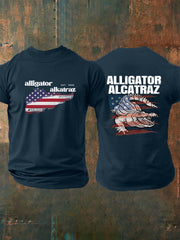 Men's Retro Alligator Alcatraz Funny Florida Everglades Dark Humor  Short Sleeve Tee