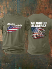 Men's Retro Alligator Alcatraz Funny Florida Everglades Dark Humor  Short Sleeve Tee