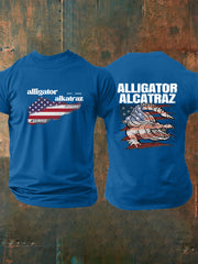 Men's Retro Alligator Alcatraz Funny Florida Everglades Dark Humor  Short Sleeve Tee