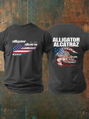Men's Retro Alligator Alcatraz Funny Florida Everglades Dark Humor  Short Sleeve Tee