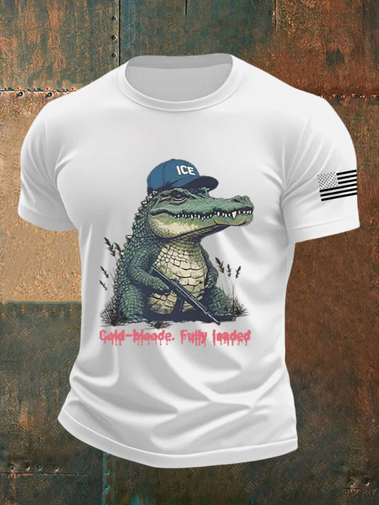 Men's Retro Alligator Alcatraz Funny Florida Everglades Dark Humor  Short Sleeve Tee