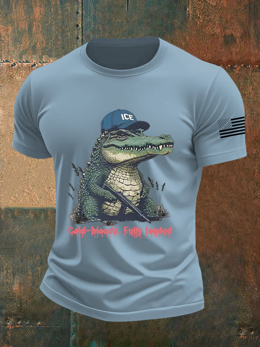 Men's Retro Alligator Alcatraz Funny Florida Everglades Dark Humor  Short Sleeve Tee
