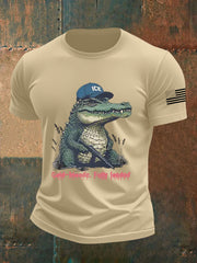 Men's Retro Alligator Alcatraz Funny Florida Everglades Dark Humor  Short Sleeve Tee