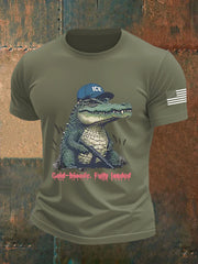 Men's Retro Alligator Alcatraz Funny Florida Everglades Dark Humor  Short Sleeve Tee