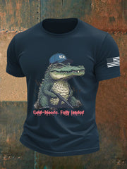 Men's Retro Alligator Alcatraz Funny Florida Everglades Dark Humor  Short Sleeve Tee