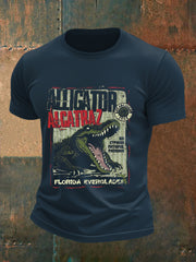 Men's Retro Alligator Alcatraz Funny Florida Everglades Dark Humor  Short Sleeve Tee