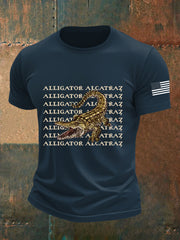 Men's Retro Alligator Alcatraz Funny Florida Everglades Dark Humor  Short Sleeve Tee