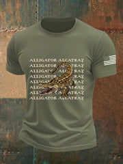Men's Retro Alligator Alcatraz Funny Florida Everglades Dark Humor  Short Sleeve Tee
