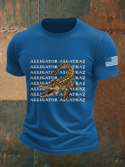 Men's Retro Alligator Alcatraz Funny Florida Everglades Dark Humor  Short Sleeve Tee