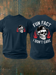 Men's Fun Fact I Don't Care Funny Attitude Skeleton Quote Tee