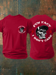 Men's Fun Fact I Don't Care Funny Skeleton Quote Attitude Tee